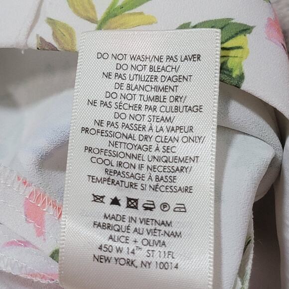 Alice + Olivia Lorinda Cropped Floral Gardenia Wide Leg Crepe Pants Size 2 - Picture 6 of 11